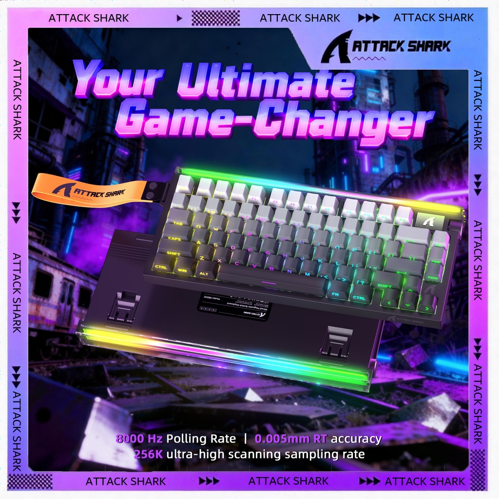 ATTACK SHARK R85 HE Wired 75% Hall Effect Rapid Trigger Mechanical RGB ...