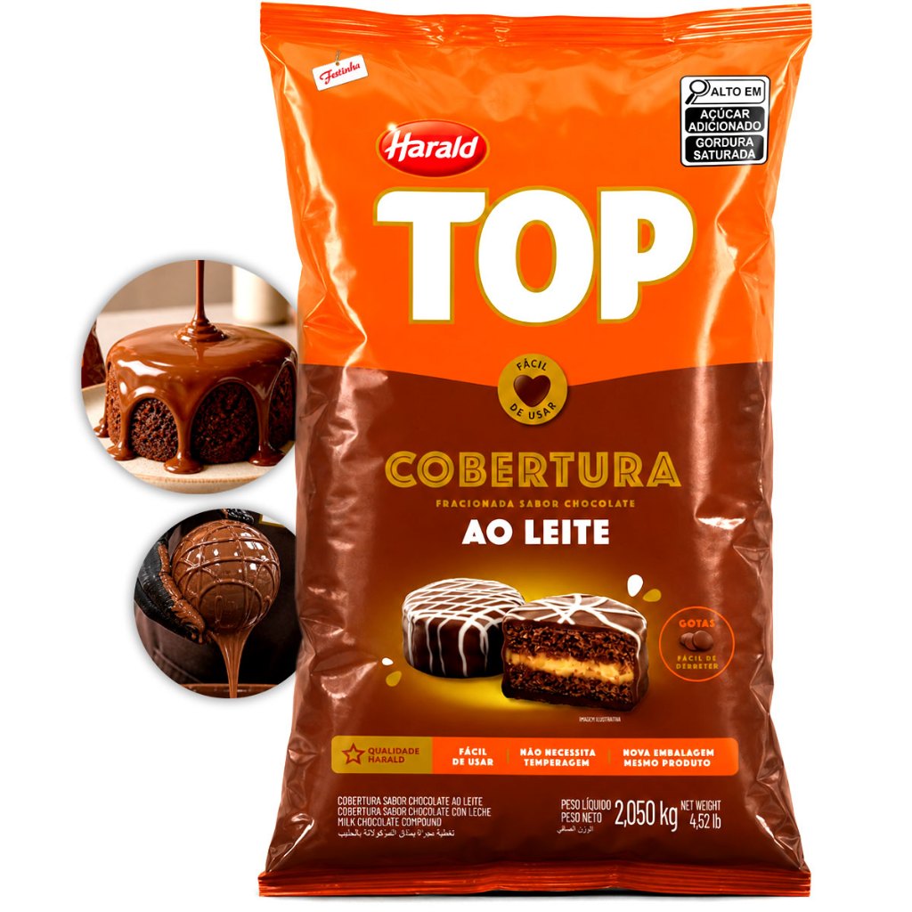 Cobertura TOP Chocolate ao Leite em Gotas 2,05kg Harald Conf