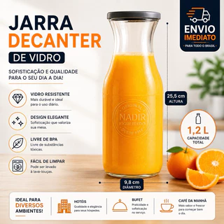 Jarra Decanter Vintage vidro Americano Nadir Com Tampa 1,2 L