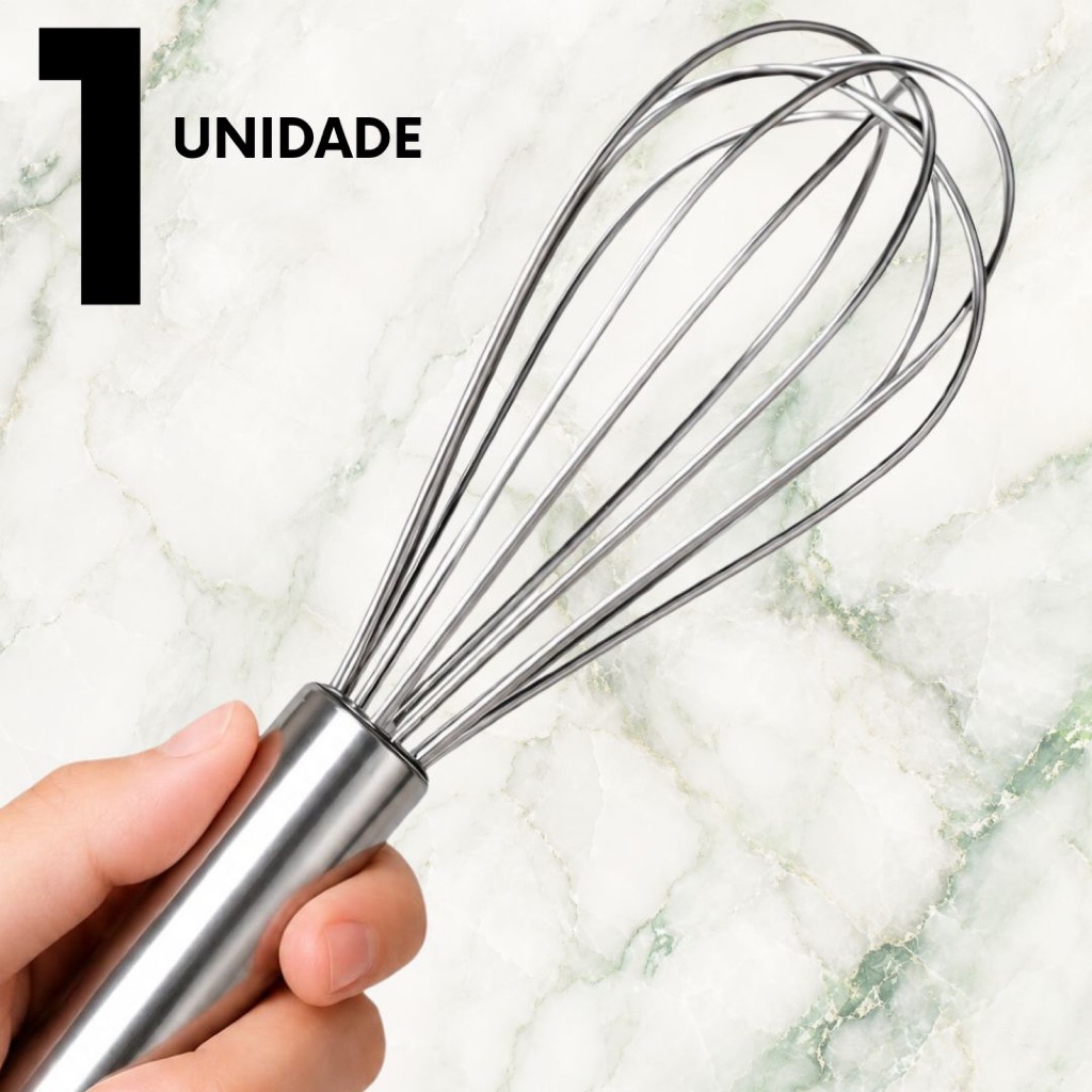 Batedor de Ovos Inox 28,5cm Profissional Resistente Manual F