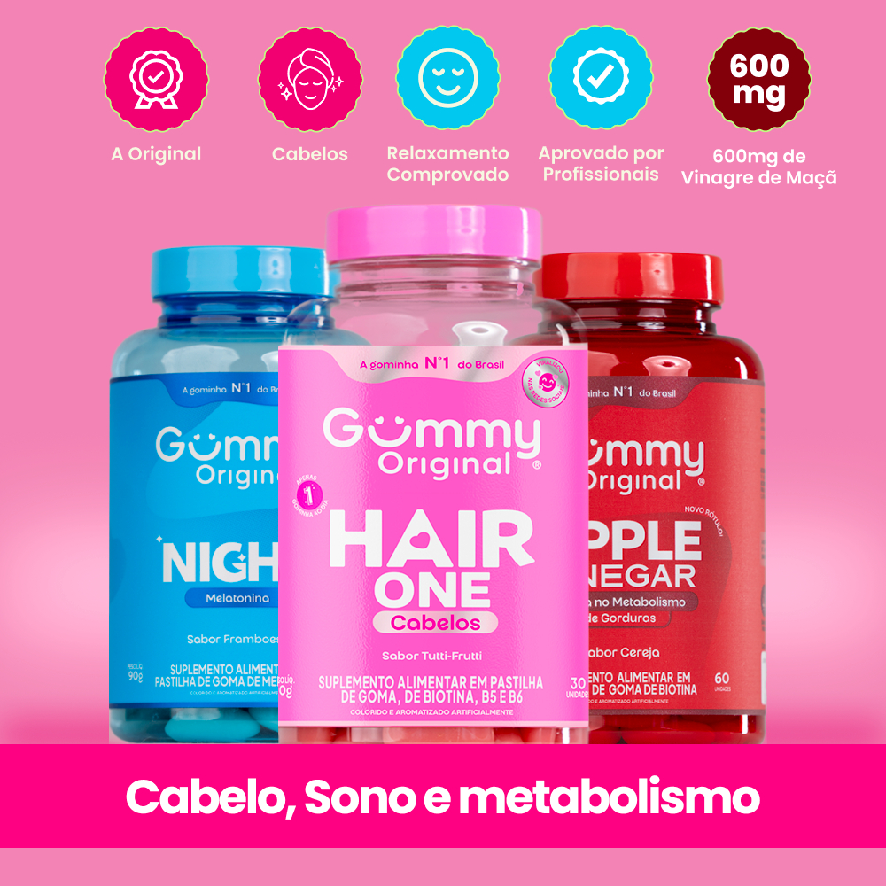 Kit Gummy Night Hair e Vinagre de Maçã
