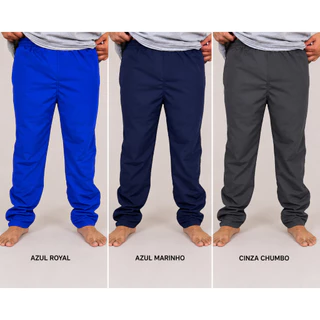 Calça Masculina de Tactel Lisa Sem Forro com 3 Bolsos Leve Confortável Academia e Lazer