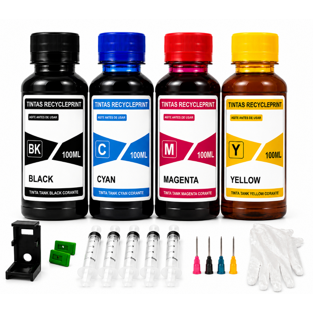 Tinta Recarga Compatível HP Cartucho Impressora 2774 2874 667 667XL