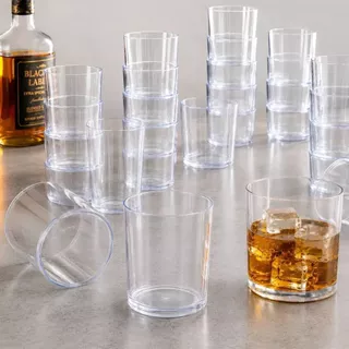 20 Copos Transparente Acrilico De Whisky Caipirinha Gelo Para Festa 330ml