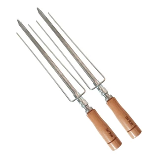 Kit 2 Espeto Triplo Churrasqueira Arke Inox Agr 45cm