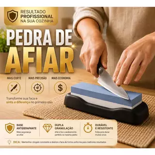 Pedra Afiar Amolar Facas Canivetes Lâminas Amolador Afiador Com Suporte Dupla Face