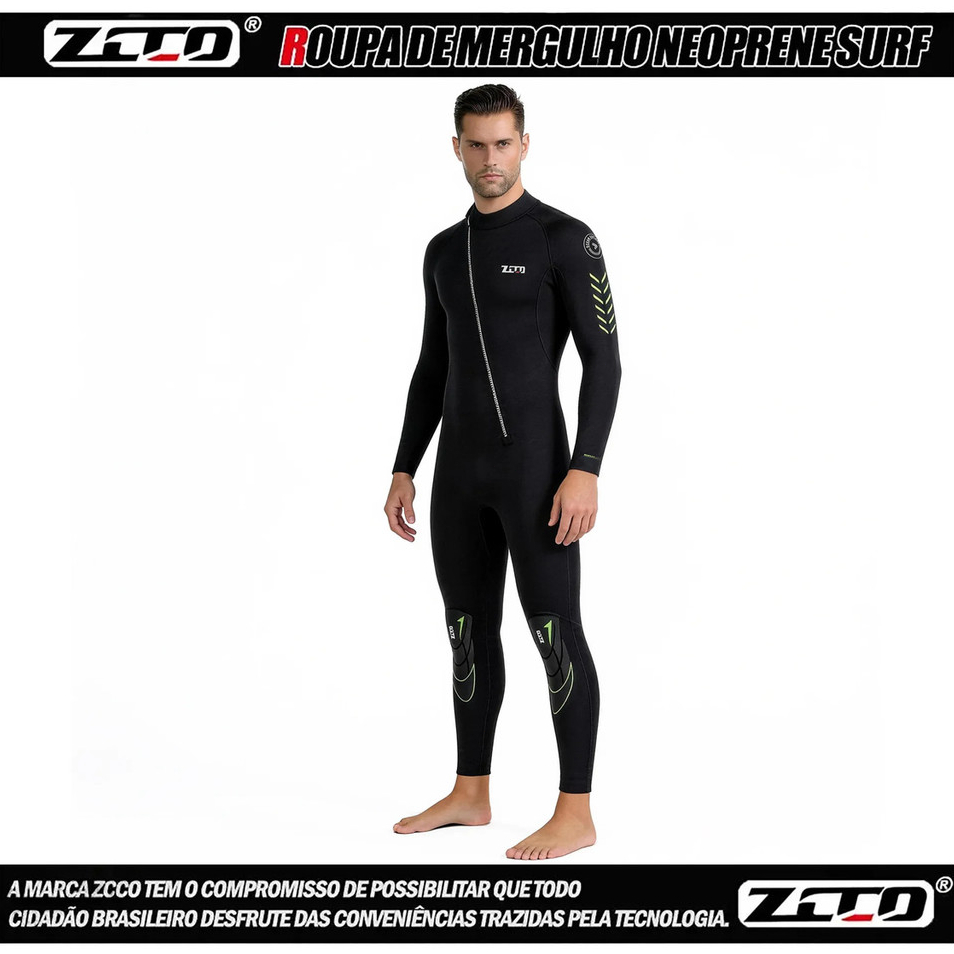 ZCCO Roupa Mergulho 3mm Neoprene c/ Zíper YKK Frontal, Costura 4