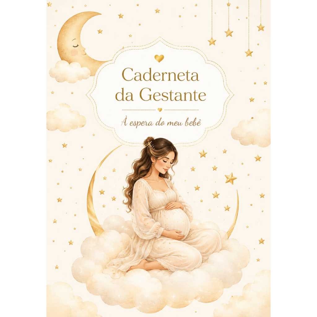 Caderneta da Gestante Personalizada — Lua Dourada