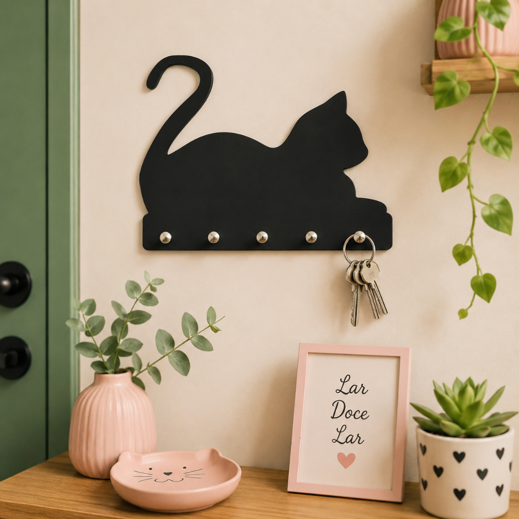 Porta-chaves gatinho com ganchos