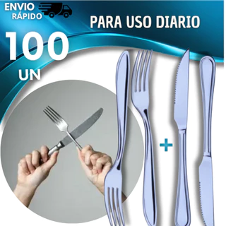 Lote Promocional Talhares 100 Peças Inox 50 Facas 50 Garfos Mesa Cozinha Culinária Resistente
