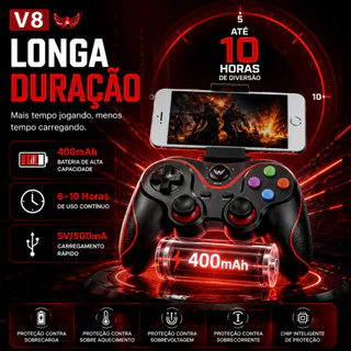 Controle Bluetooth V8 Multiplataforma Para Android iOS PC TV Console Game Sem Fio