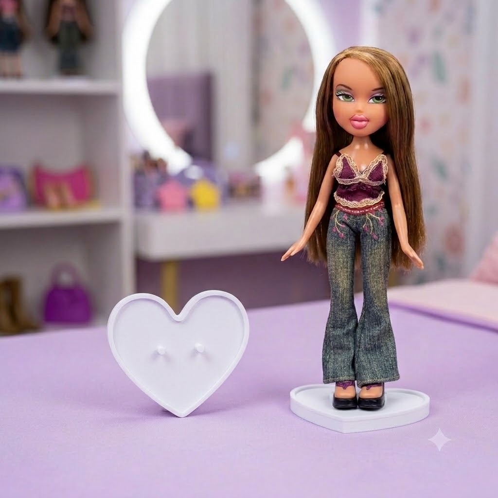 Suporte para Boneca Bratz | Expositor Display Base Coração para Colecionador | Stand Boneca Impressão 3D