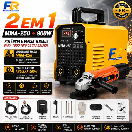 Esmerilhadeira lixadeira Angular Máquina de Solda Inversora de solda 220V 110V MMA250 900W