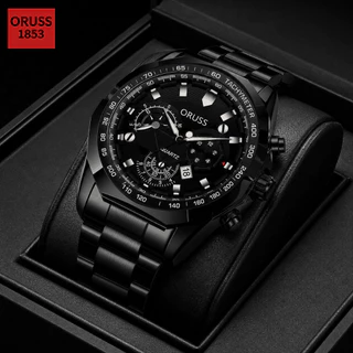 ORUSS Original Masculino Aço Inoxidável Calendário Duplo Luxo Luminoso Relógio À Prova D 'Água Negócios Moda Versão Core