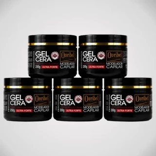 Kit 5 Gel Cera Capilar Ouribel Cosméticos 250g Fixação Ultra Forte Modelador com Brilho profissional
