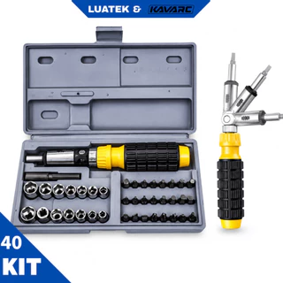 Kit Chave de Impacto Manual Reversível 40 Peças com Bits e Soquetes Articulada LUATEK