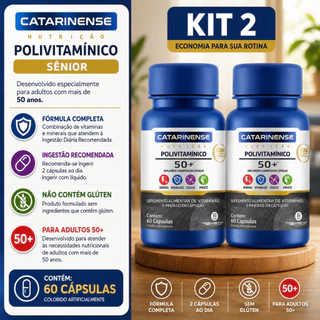 Kit 2 Polivitamínico 50+ Catarinense Multi 23 Vitaminas e Minerais 60 Cápsulas