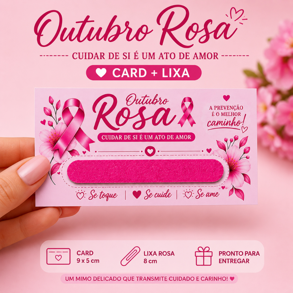 Lembrancinha Outubro Rosa Card com Lixa | Ideal para Empresas, Clientes ...