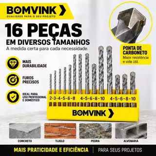 Kit Jogo de Brocas Peças para Madeira Concreto e Aço Brocas Mistas Furadeira Elétrica Universal