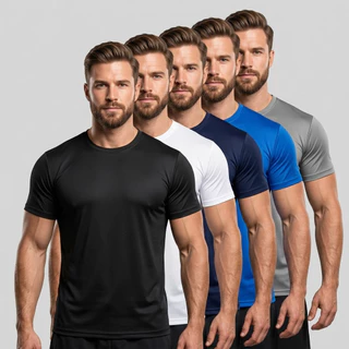 Kit 5 Camisetas Masculina Dry Fit Premium para Academia Confortável Manga Curta Malha Fria