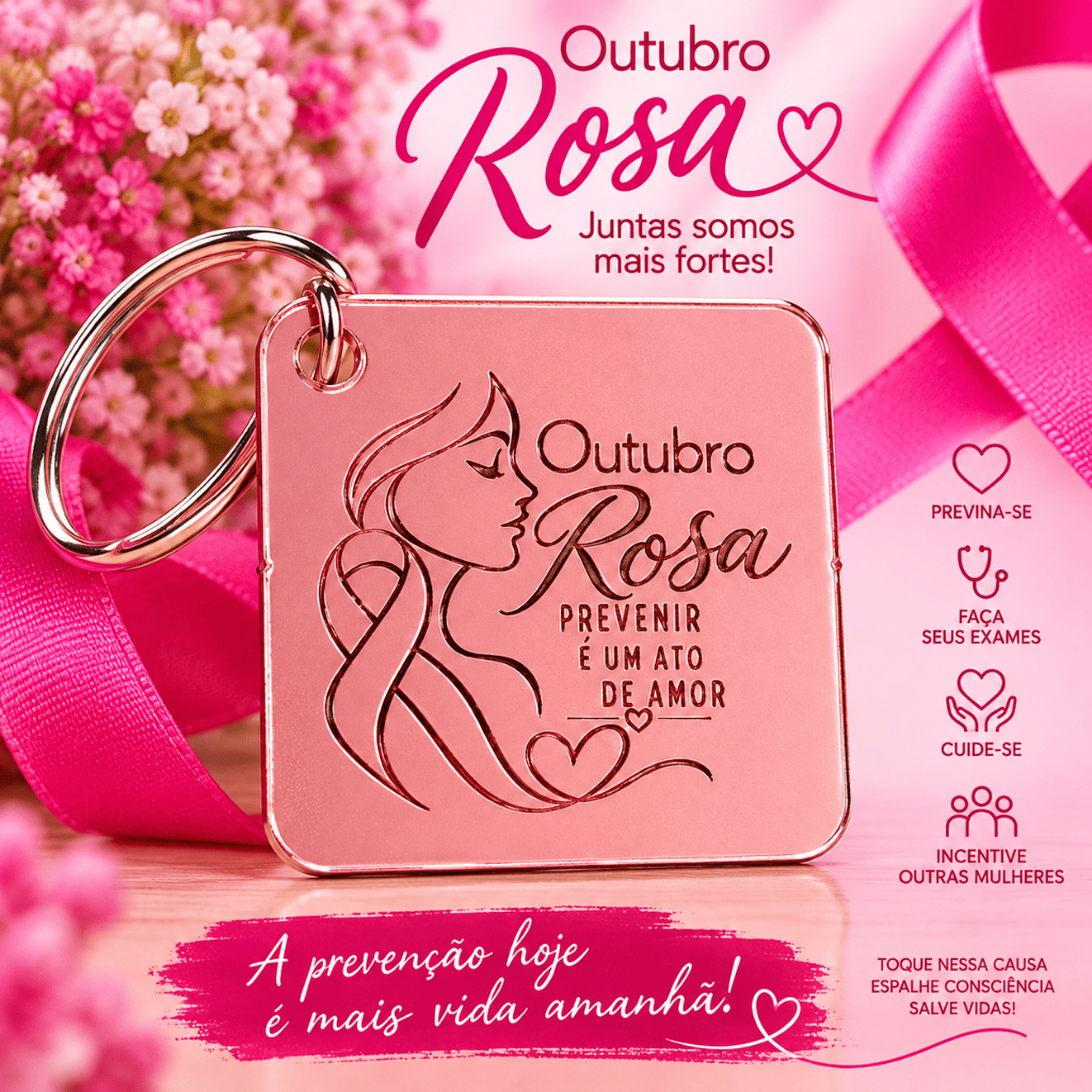 50 a 200 Chaveiro Outubro Rosa Acrílico 4x4cm Rosa Espelhado ...