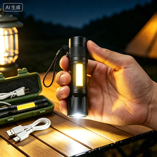 Mini Lanterna LED Tática Portátil Recarregável USB Zoom Ajustável Luz Forte Alta Potência