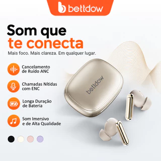 BETTDOW Fone de Ouvido Bluetooth 5.3 ANC ENC Sem Fio TWS 13mm com Microfone, Controle Touch e Tipo-C