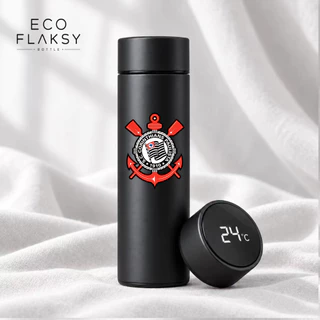 Garrafa Térmica de Aço Inoxidável Corinthians Time de Futebol com Medidor De Temperatura Digital 500ml