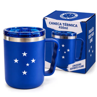 Caneca Inox Cruzeiro Oficial 450ml – Copo Térmico Premium, Presente Torcedor, Produto Original