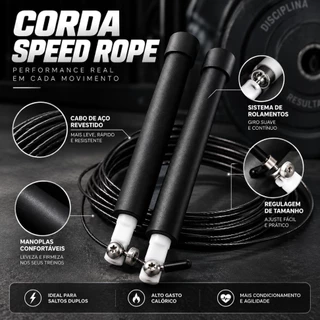 Corda de Pular Aço Crossfit 3M Ajustável Rolamento Speed Rope Profissional Academia Kit 1 ou 2 Unidades