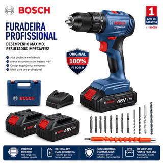 Parafusadeira Furadeira Elétrica bosch 48V Parafusadeira 2 baterias Furadeira de Impacto Original
