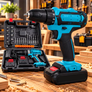 Furadeira Parafusadeira Elétrica 48v Profissional 2 Baterias Sem Fio Bivolt Linha Premium