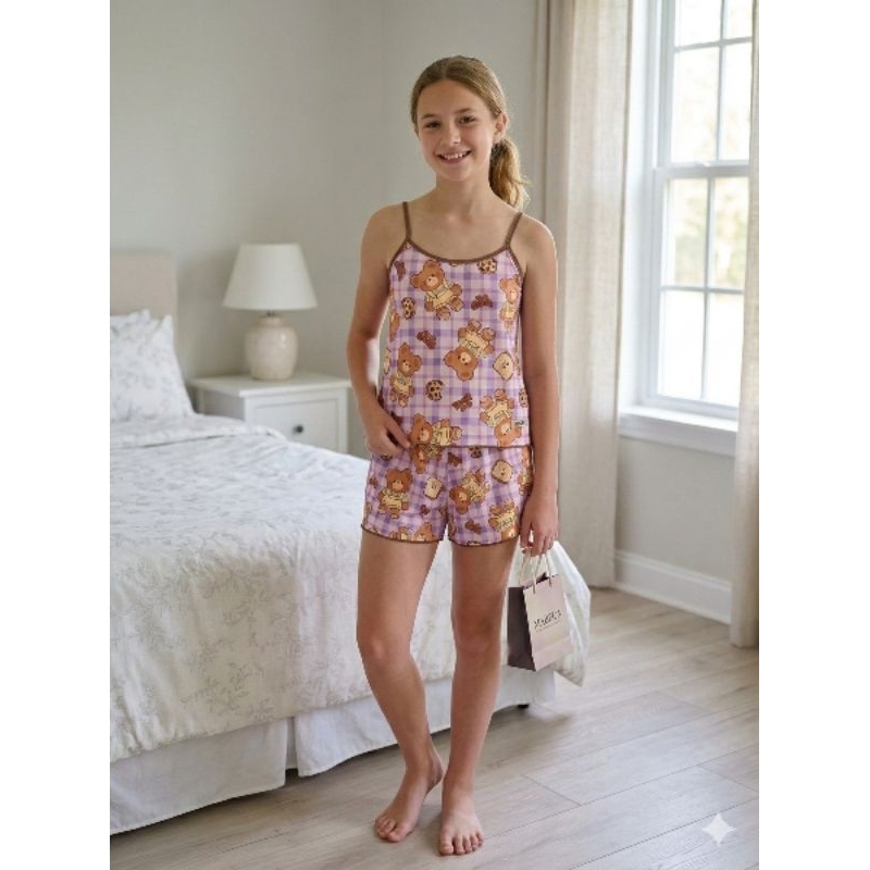 Pijama juvenil short e camiseta short doll adolescente em Oferta na Shopee