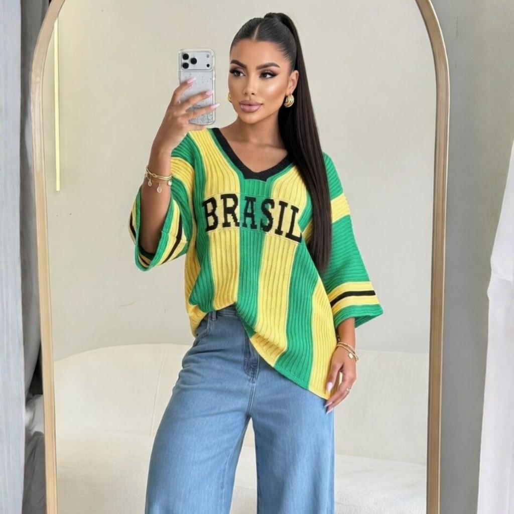 Blusa Feminina Brasil Look Copa 2026 em Modal Premium em Oferta na Shopee