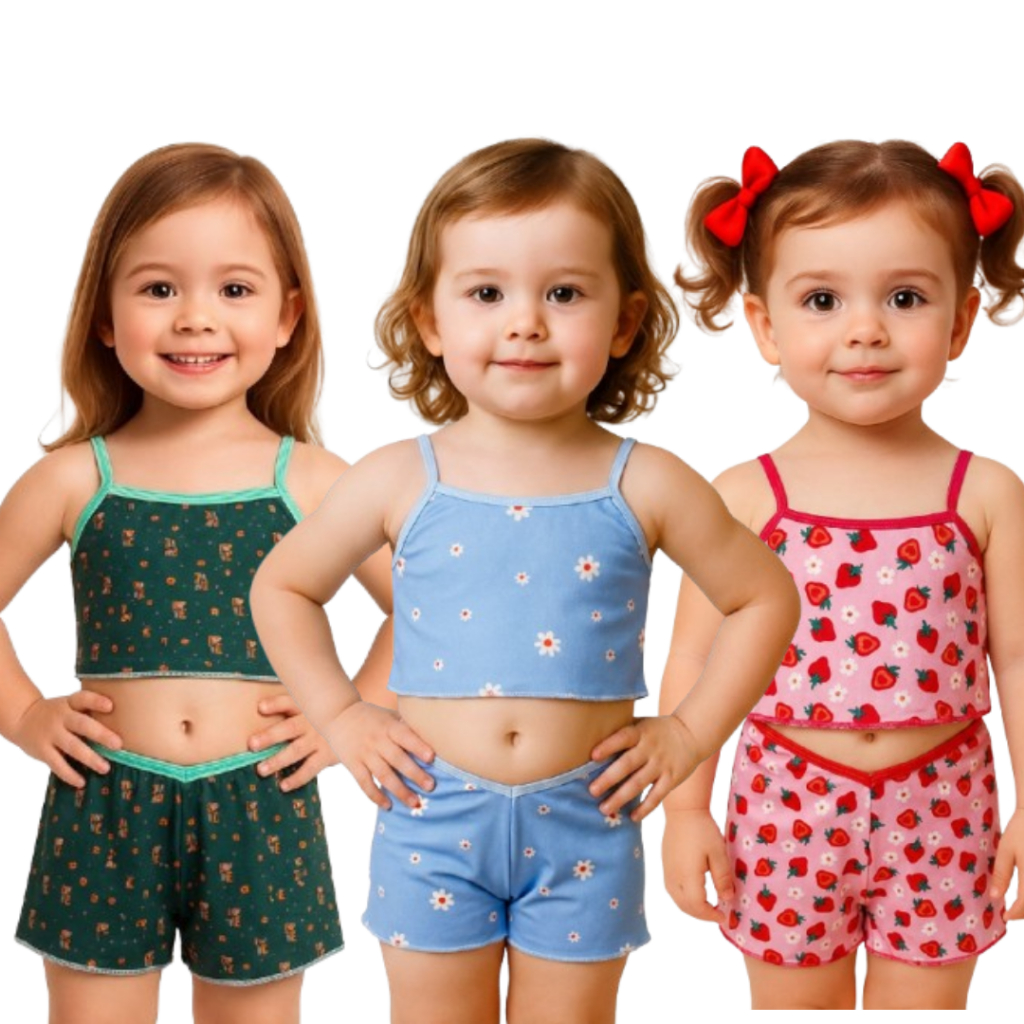 Kit 4 Pijama Baby Doll INFANTIL Menina Moça Lingerie Juvenil Calcinha Sutiã Alcinha em Oferta na Shopee