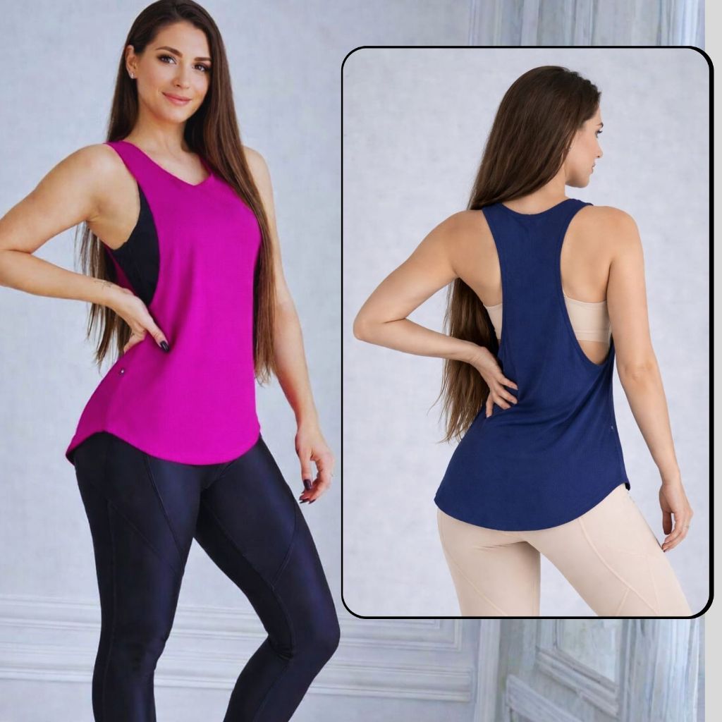 Regatão Blusas Dry Fitness Feminina} Academia Veste Leggins Tapa Bumbum Treino Top Tule Camisetas Corrida Caminhada