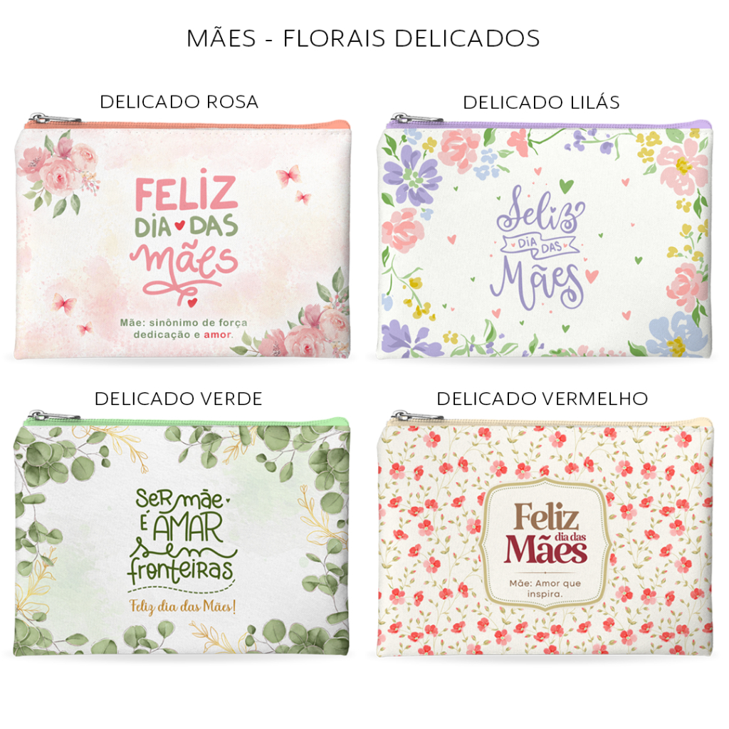 Kit 5 a 20 Necessaires Personalizadas Slim Dia Das Mães Floral Delicado - Lembrancinhas Nome ou Logo em Oferta na Shopee