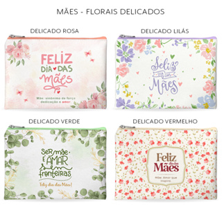 Kit 5 a 20 Necessaires Personalizadas Slim Dia Das Mães Floral Delicado - Lembrancinhas Nome ou Logo em Oferta na Shopee