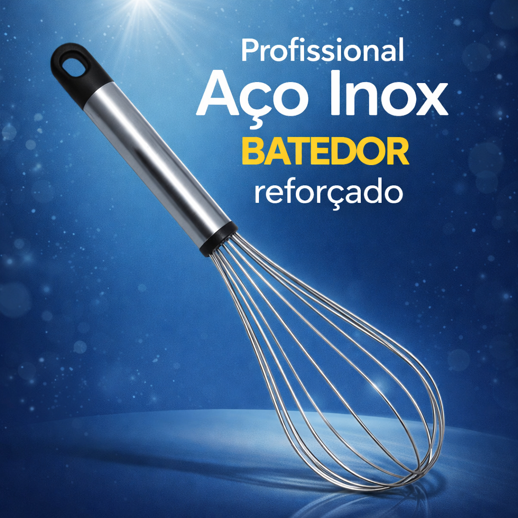 DESCONTO Batedor De Ovos Fouet Profissional Aço Inox Reforça