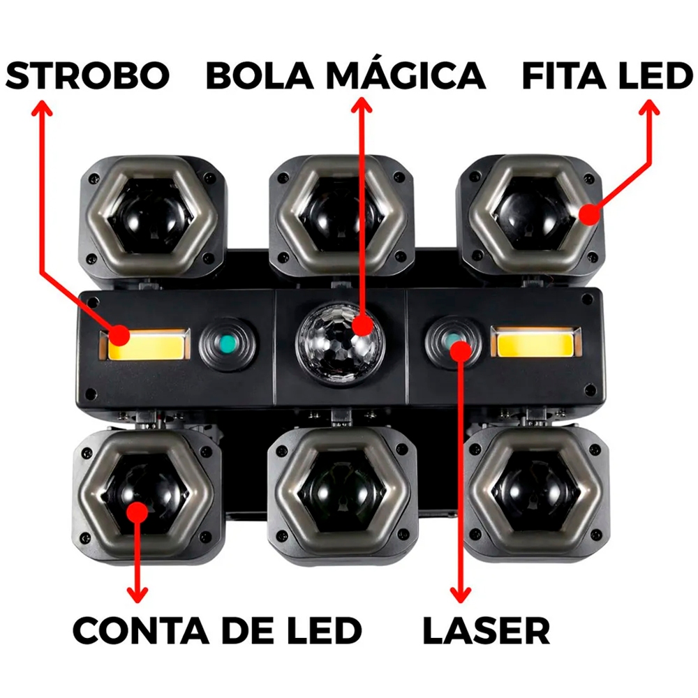 Moving Head Canhão de Luz 127v DMX512 Iluminação Mini ao
