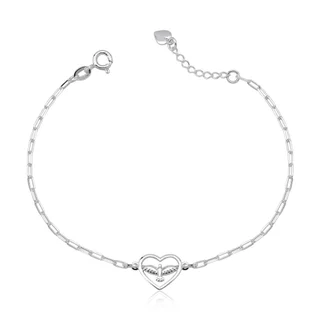 Pulseira Feminina de Prata 925 Coração Vazado com Espírito Santo em Oferta na Shopee