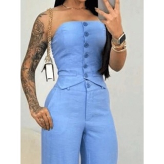 Conjunto Social TOMARA QUE CAIA CALÇA PANTALONA Alfaiataria Feminino