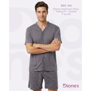 Conjunto Pijama Masculino Americano Com Botão Homem Confortável Leve Fresco Promoção em Oferta na Shopee