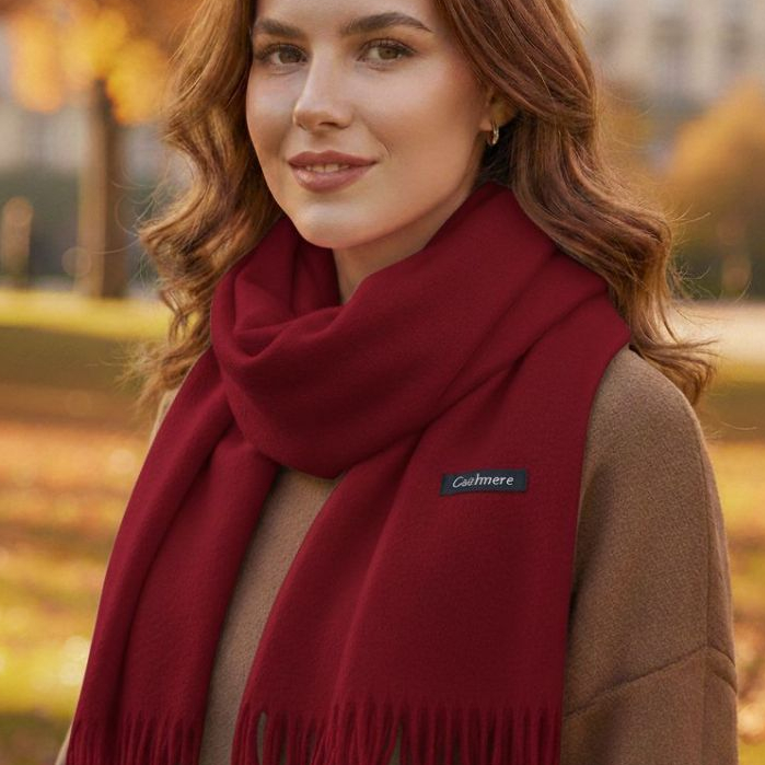 Cachecol Pashmina Lisa de poliester de 230g com franjas Presentes