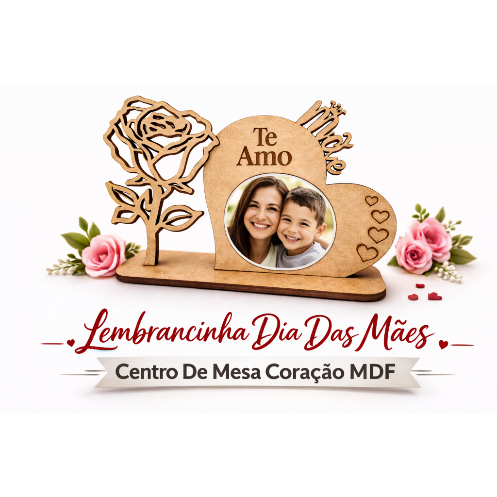 Kit  50 Lembrancinha Dia Das Mães Centro De Mesa Coração Mdf em Oferta na Shopee