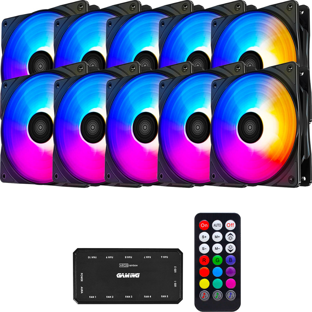 Kit Fans Rgb Cooler 120mm Ventoinha Pc Argb + Controladora | Shopee Brasil