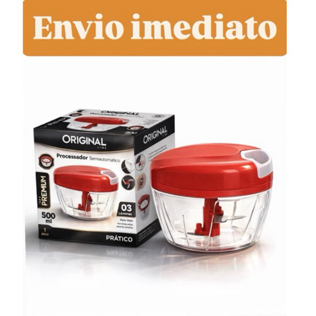 MINI PROCESSADOR E TRITURADOR DE ALIMENTOS MANUAL 3 LAMINAS 