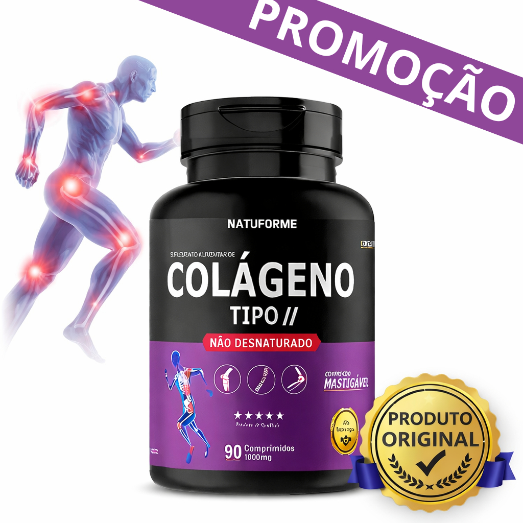 Colágeno Tipo 2 Não Desnaturado ORIGINAL Mastigável Sabor Iogurte de ...