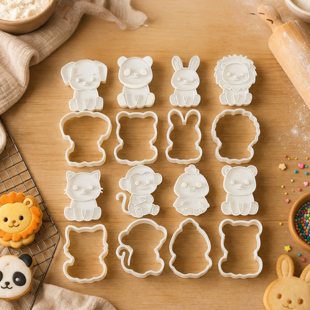 Kit 8 Cortador de Biscoito Infantil de Animais Fofinhos 5cm 