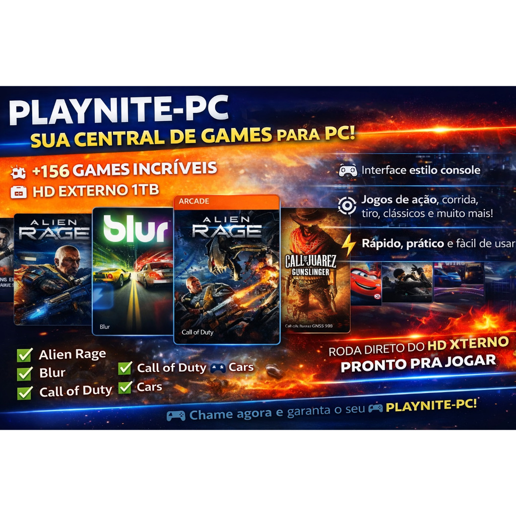 HD EXTERNO PLAYNITE COM GAMES DE PC - 156 GAMES